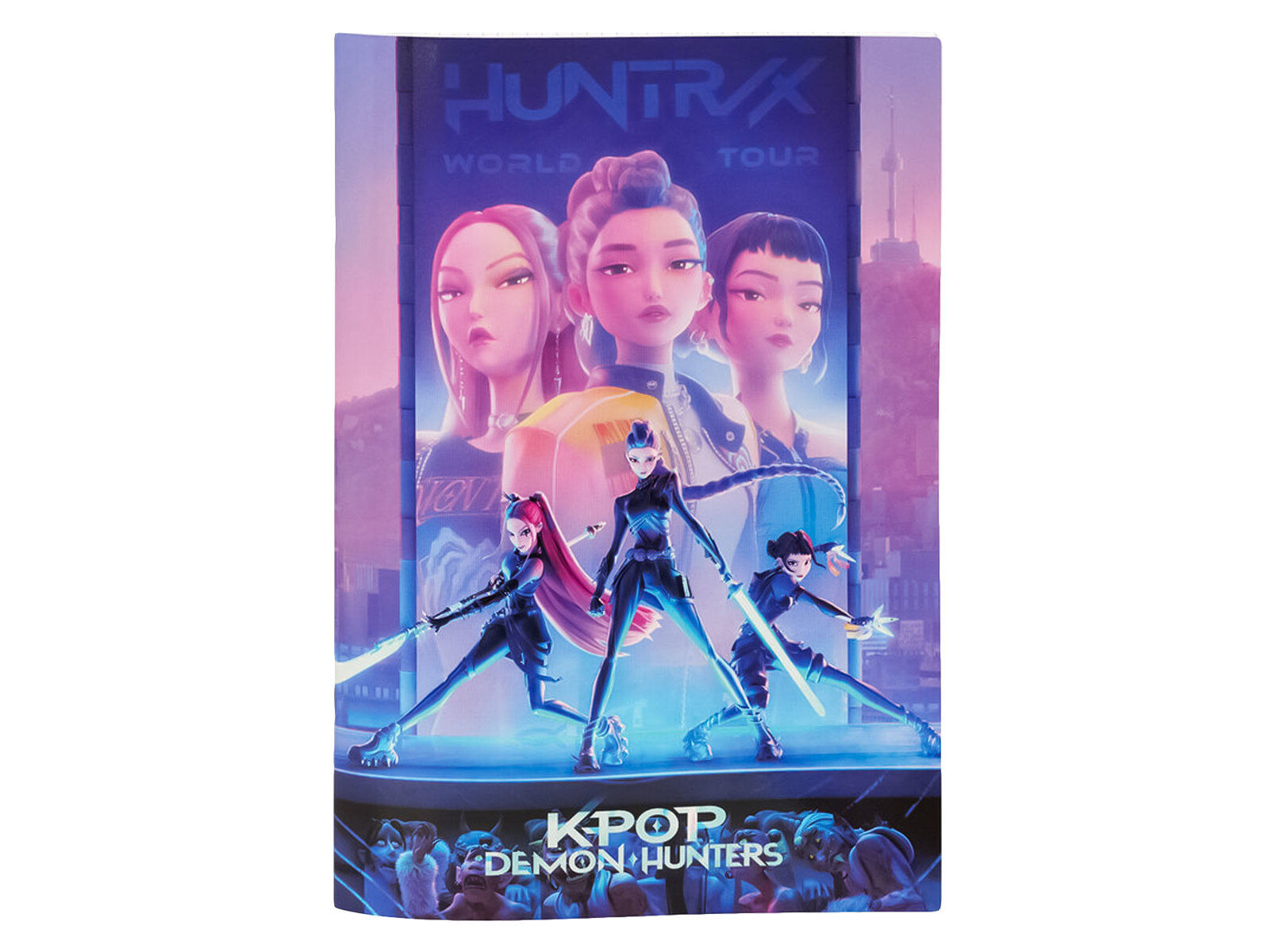 CADERNO A4 PAUTADO K-POP DEMON HUNTERS 80 FOLHAS AGRAFADO