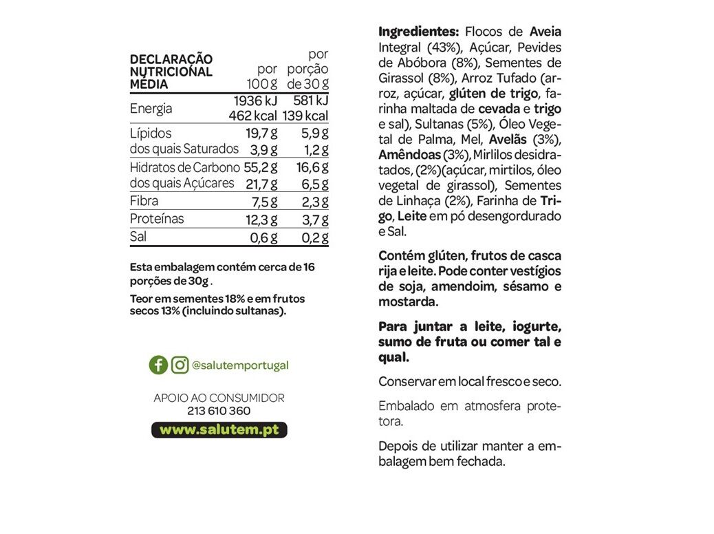 GRANOLA SALUTEM 500G image number 1