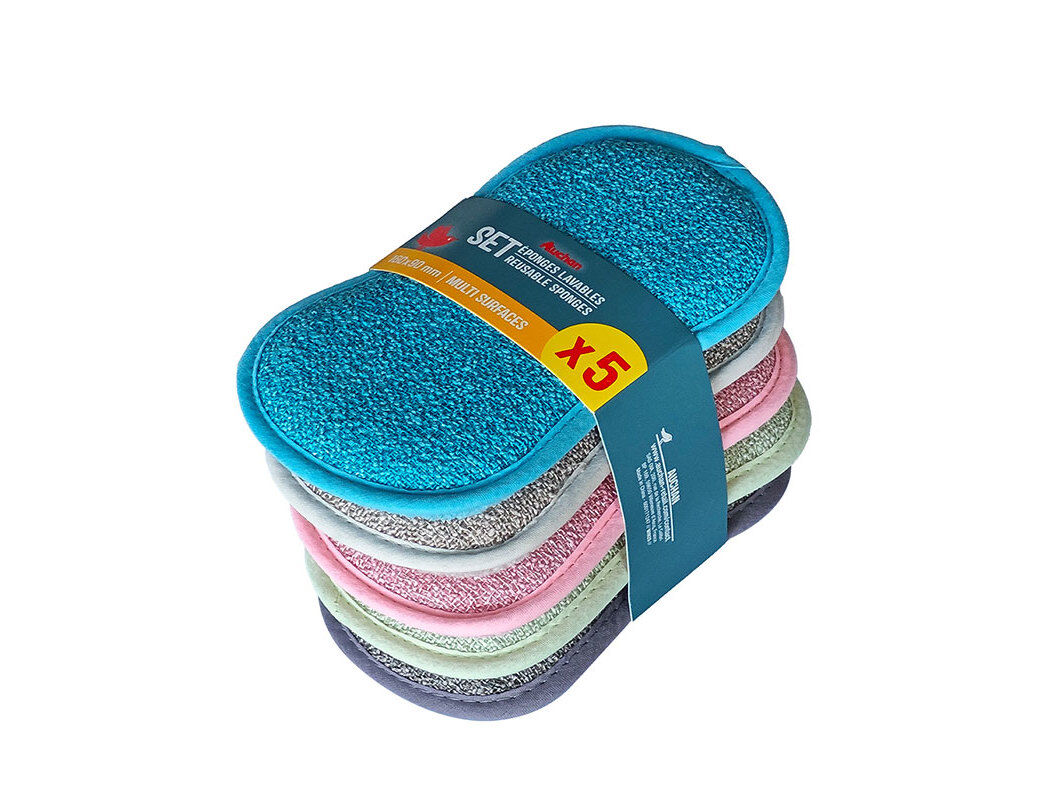 CONJUNTO 5 ESPONJAS AUCHAN MICROFIBRA/ABRASIVA