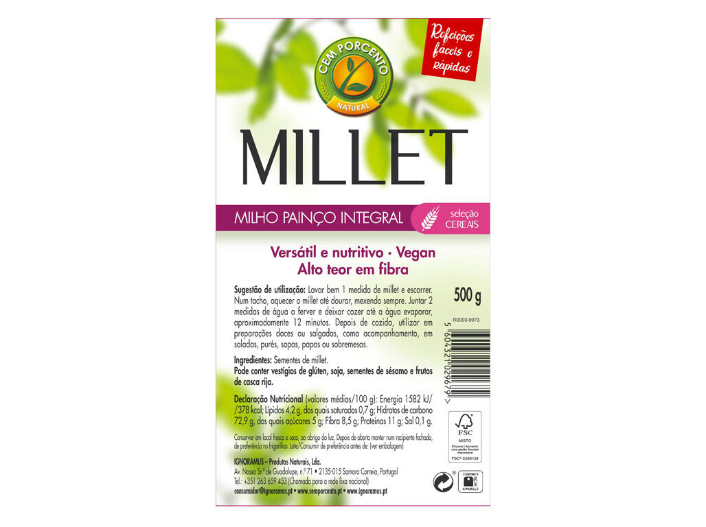 MILLET CEM PORCENTO MILHO PAIN&Ccedil;O 500G image number 1