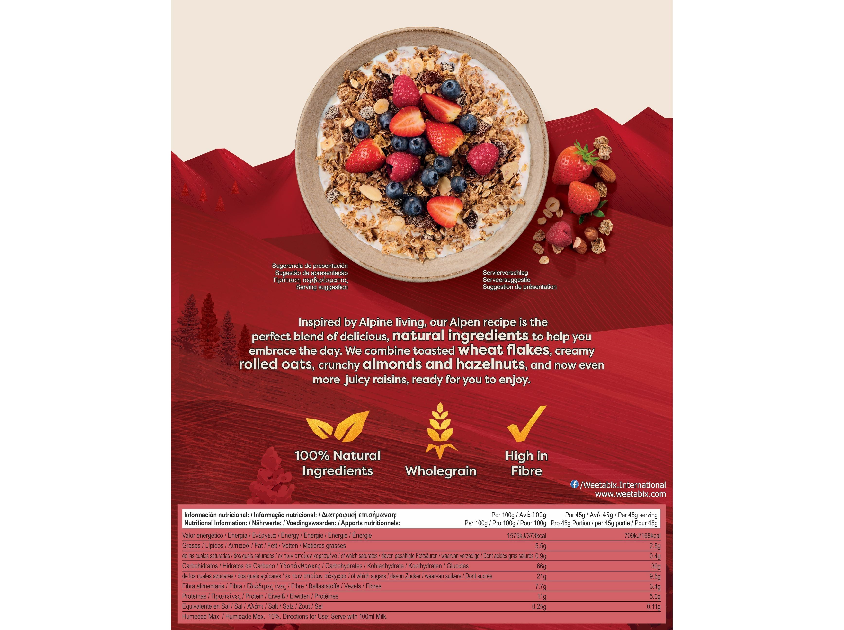 CEREAIS ALPEN NORMAL 550G image number 1