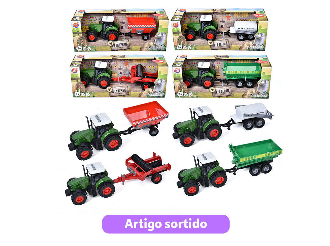 TRACTOR COM LUZ / SOM ONE TWO FUN COM ATRELADO 1/32 MODELOS SORTIDOS image number 0