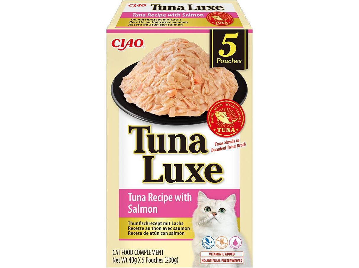 COMIDA H&Uacute;MIDA PARA GATO CIAO TUNA LUXE SALM&Atilde;O 5X40G image number 1