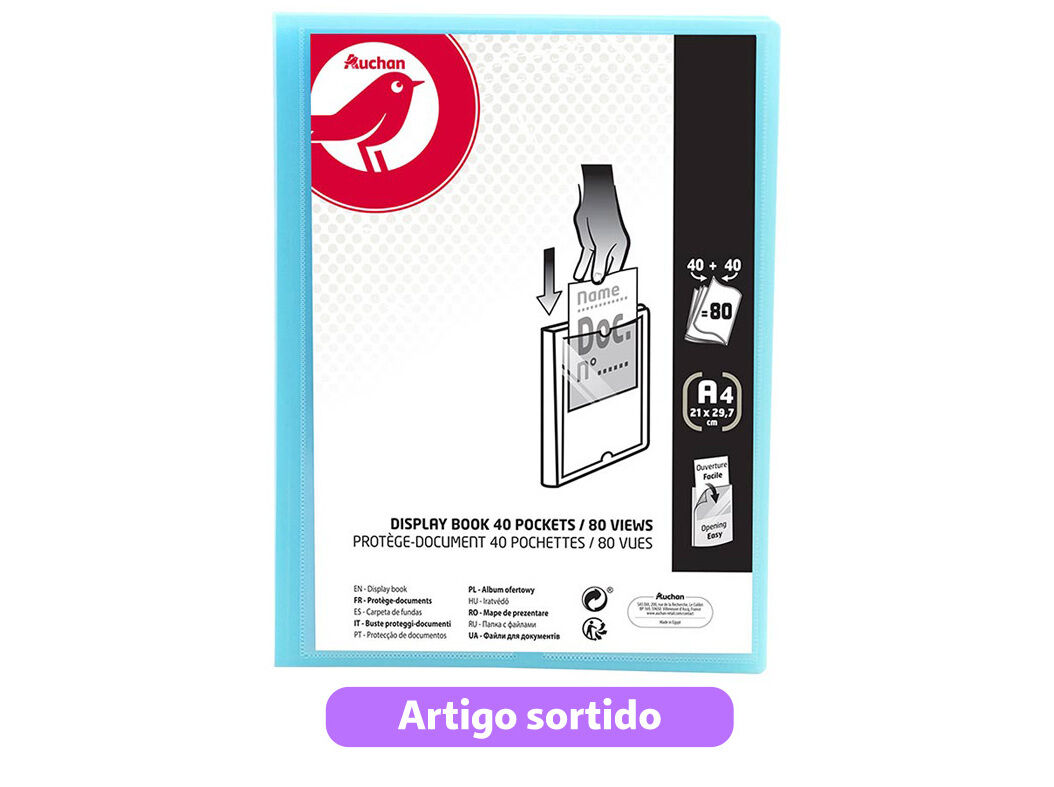 PORTF&Oacute;LIO AUCHAN A4 40+40 BOLSAS CORES SORTIDAS image number 4