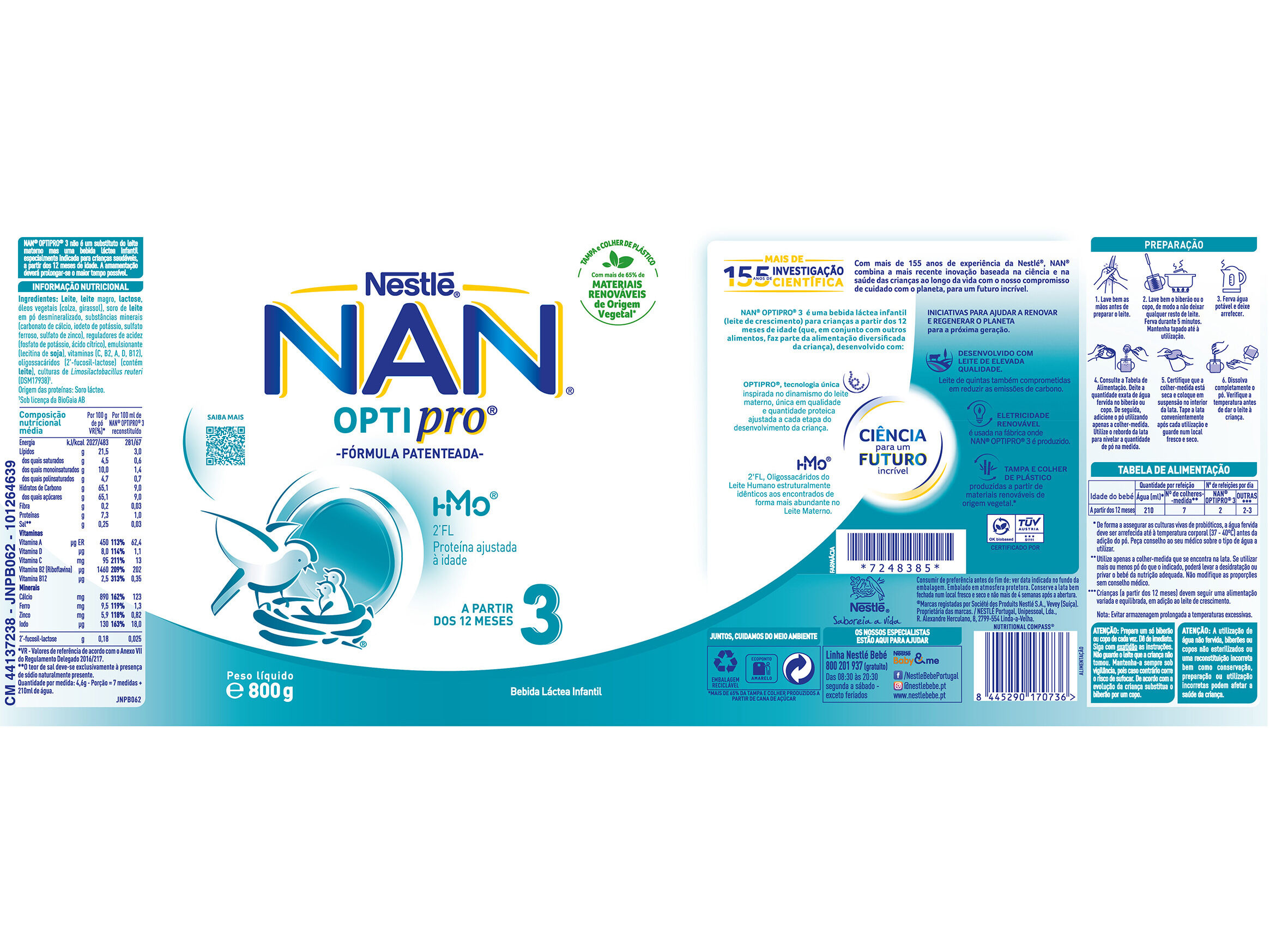 LEITE NAN OPTIPRO 3 CRESCIMENTO +12 MESES 800GR image number 1