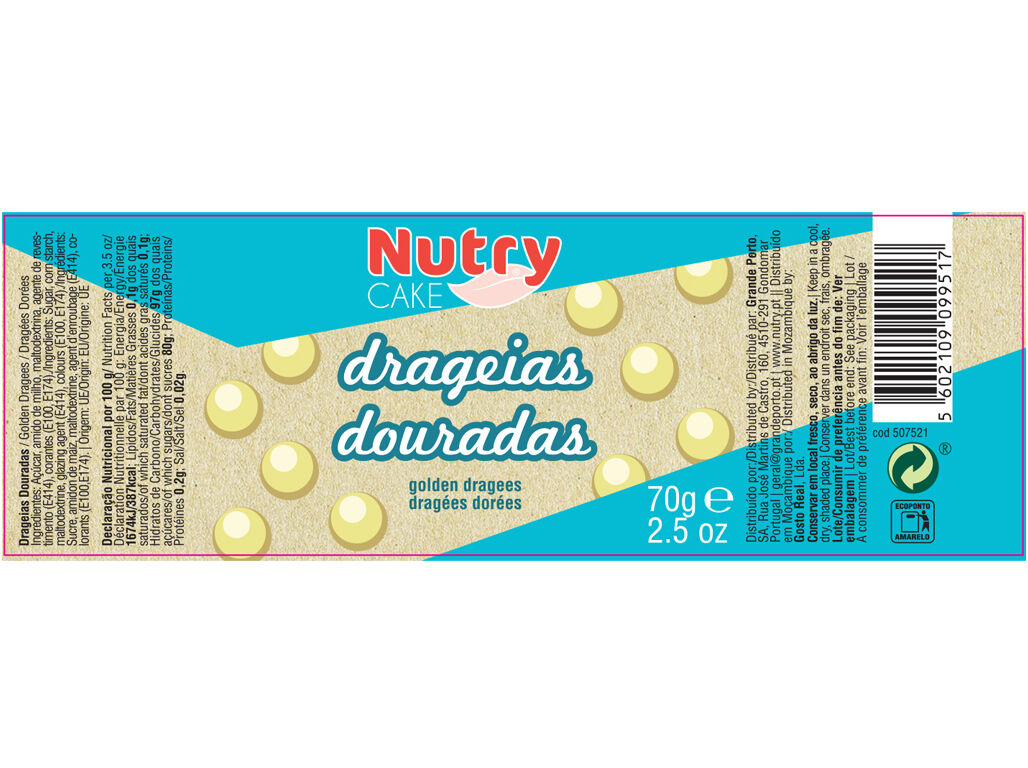 DRAGEIAS NUTRY DOURADAS 70 G image number 1