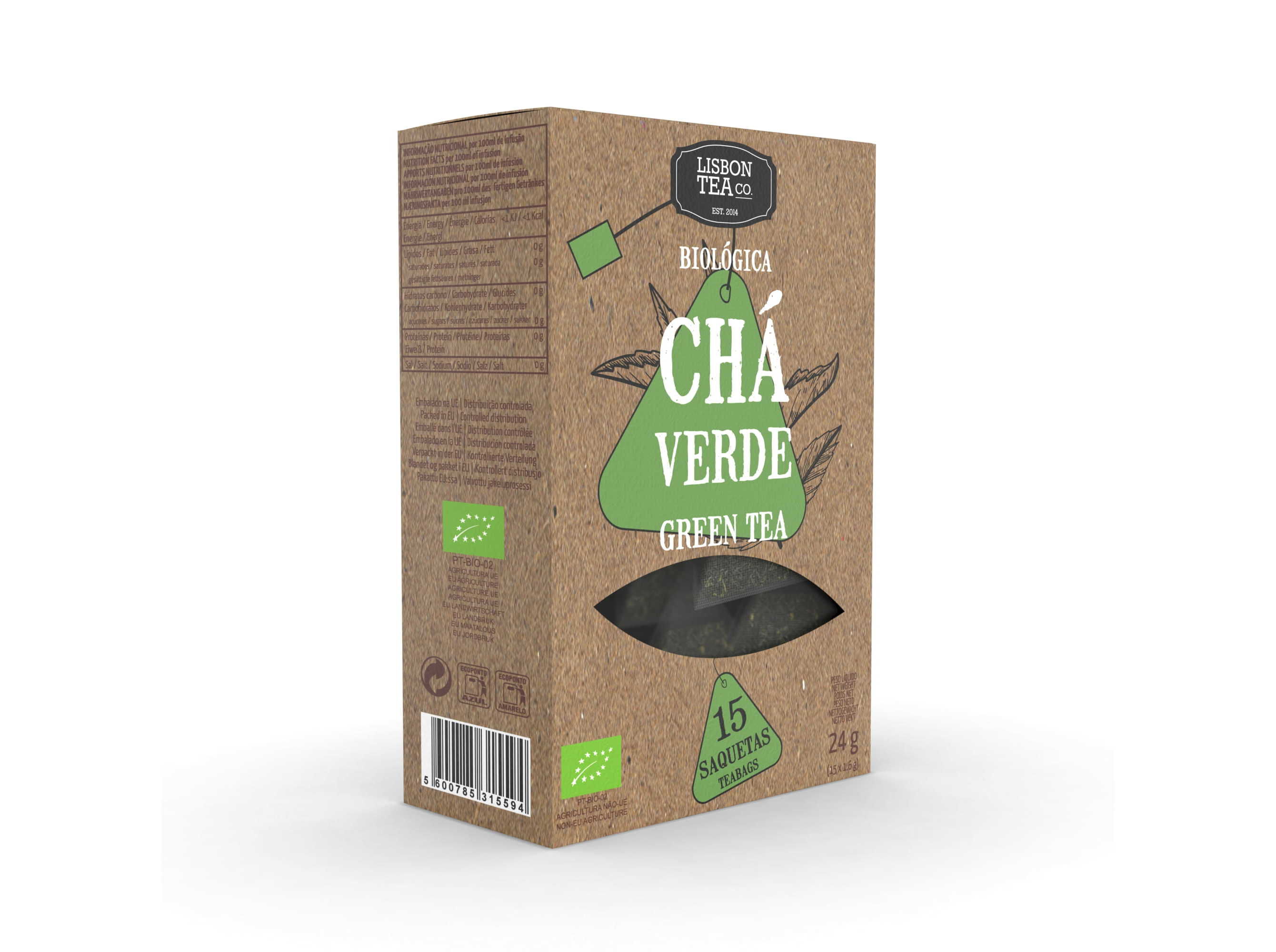 CH&Aacute; LISBON TEA CO. VERDE BIO 15 SAQUETAS