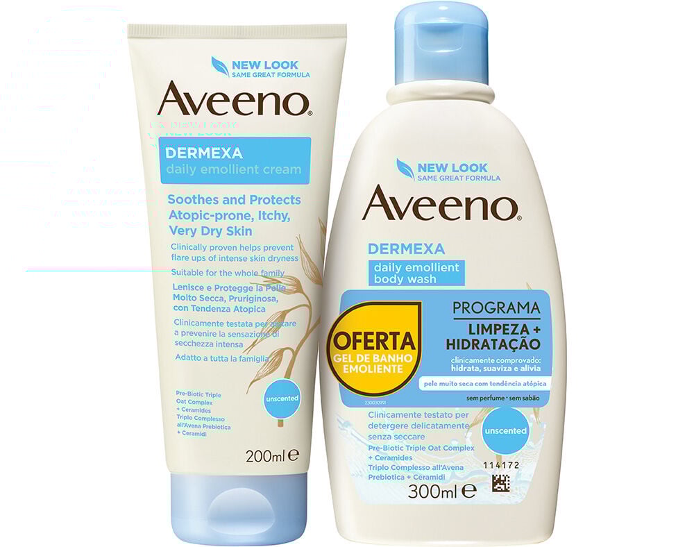 CREME AVEENO HIDRATANTE DERMEXA 200ML+GEL BANHO 300ML