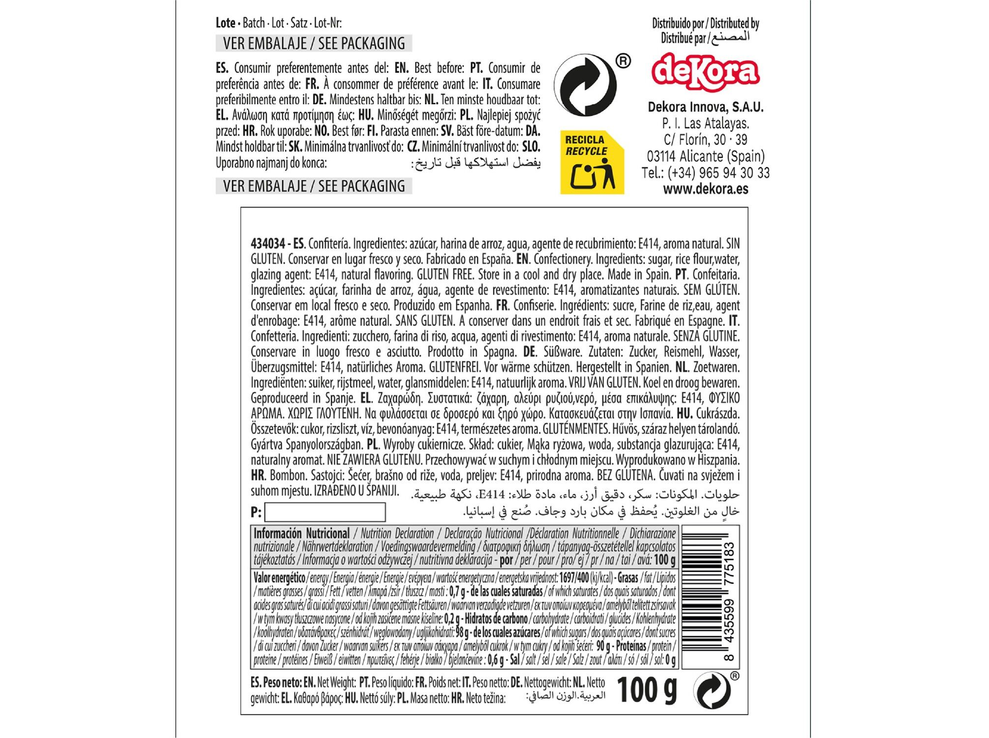 DEKOCRUNCHIES DEKORA COCO 100G image number 1