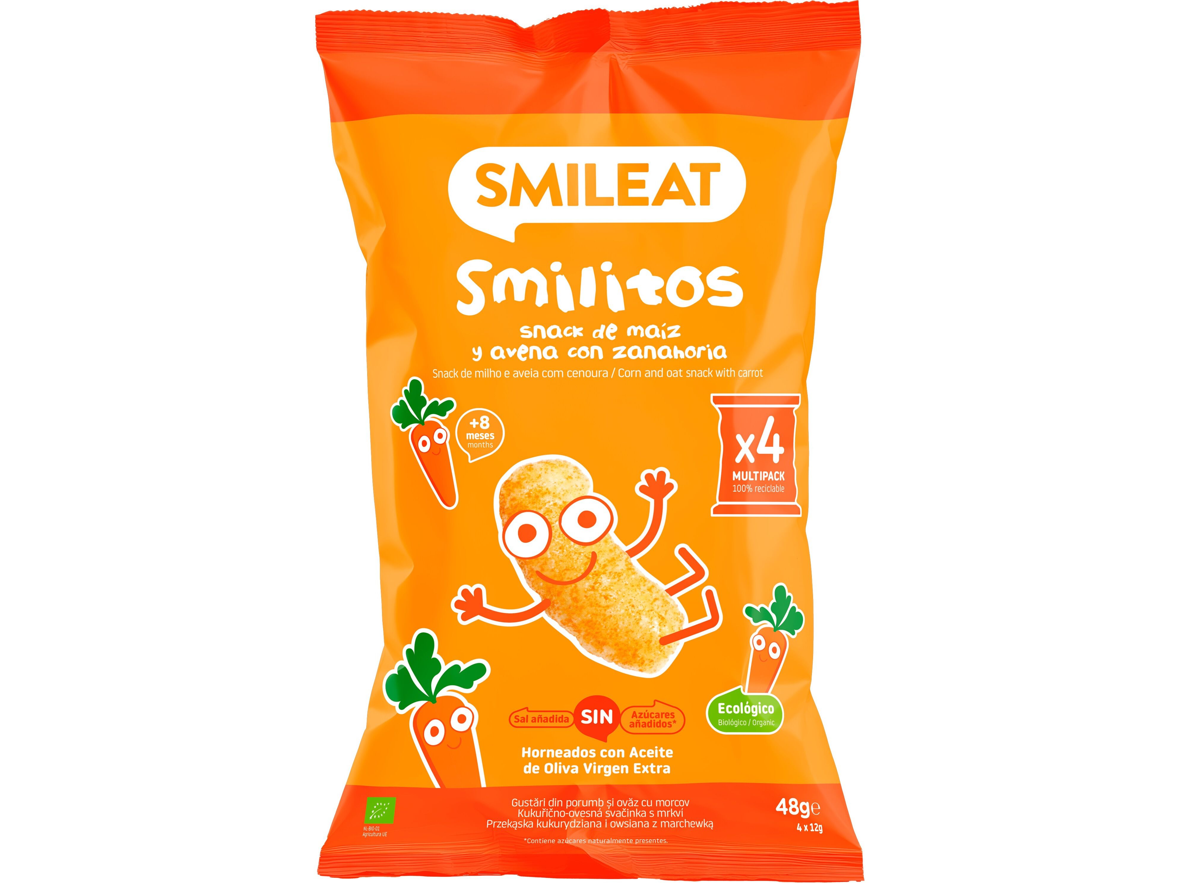 SNACKS SMILEAT BIO MILHO AVEIA CENOURA 4X12G