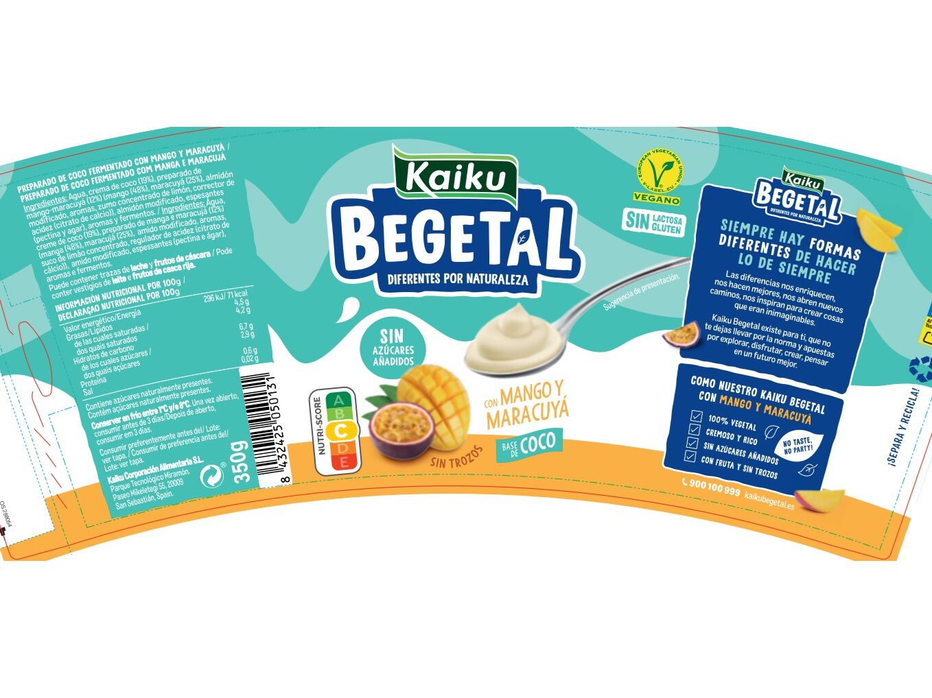 BEGETAL KAIKU COCO COM MANGA-MARACUJA 350GR image number 1