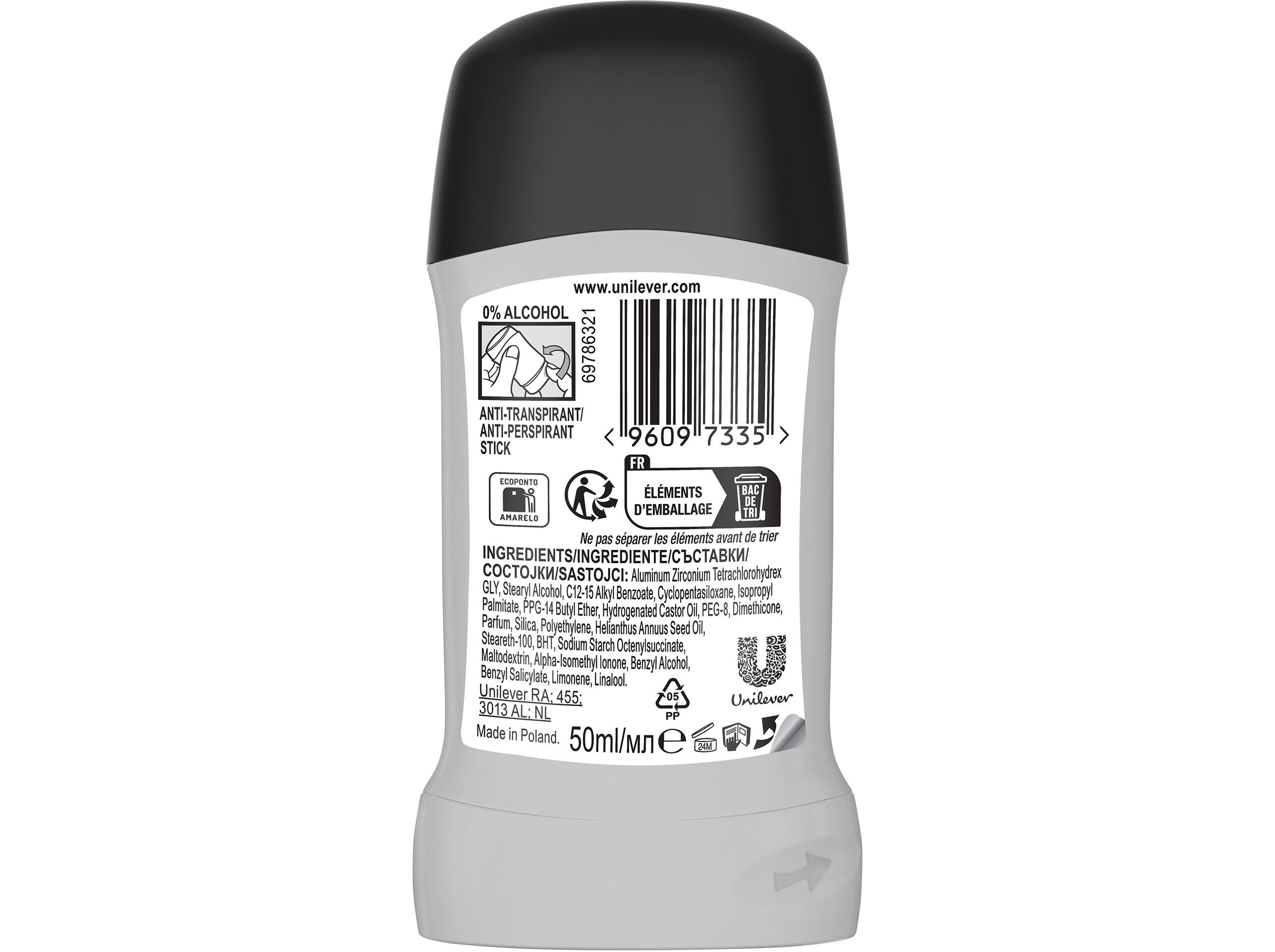 DESODORIZANTE STICK REXONA MEN INVISIBLE B+W 50ML image number 1