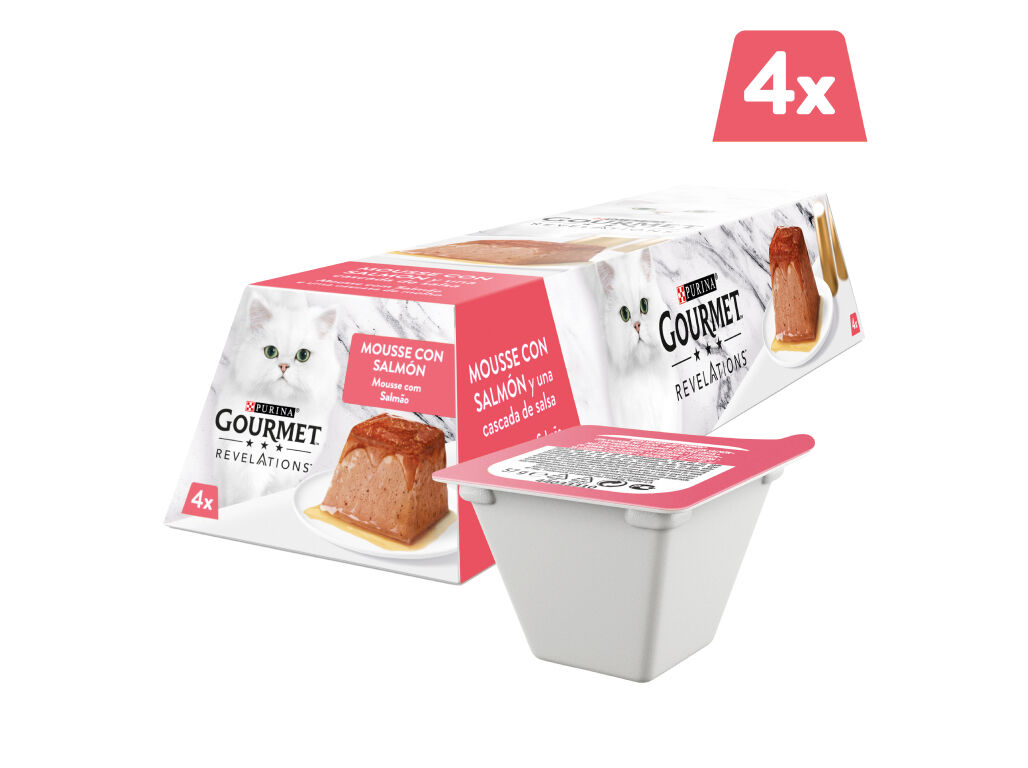 COMIDA H&Uacute;MIDA PARA GATO GOURMET REVELATIONS SALM&Atilde;O 4X57G image number 1
