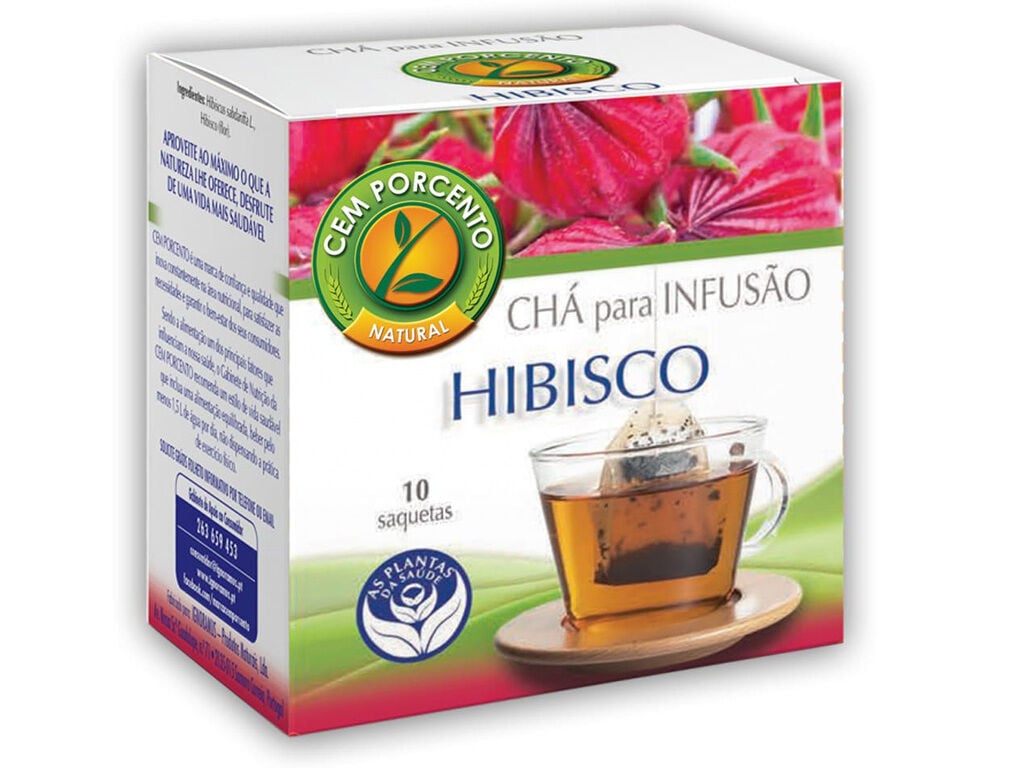 CH&Aacute; CEM PORCENTO HIBISCO 10 SAQUETAS