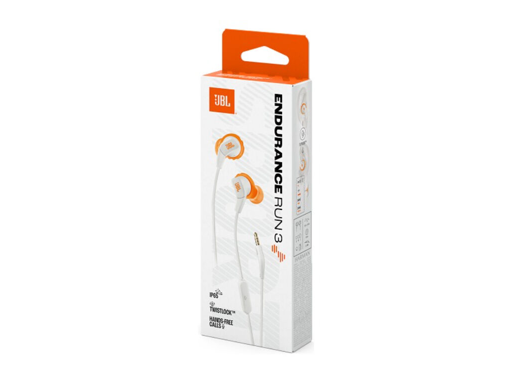 AURICULARES C/FIOS JBL ENDURANCE RUN 3 BRANCO/LARANJA image number 5