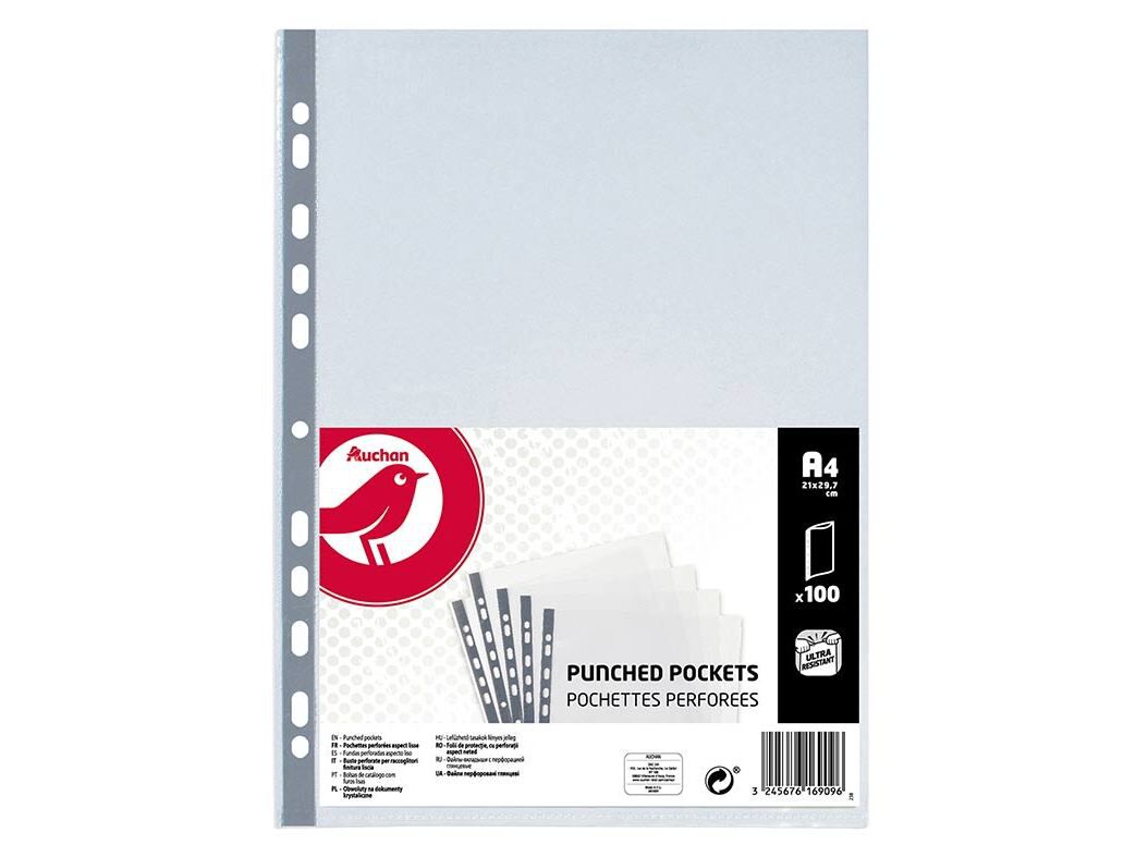 BOLSAS DE CATALOGO A4 AUCHAN 50 MICRONS 100 UNIDADES