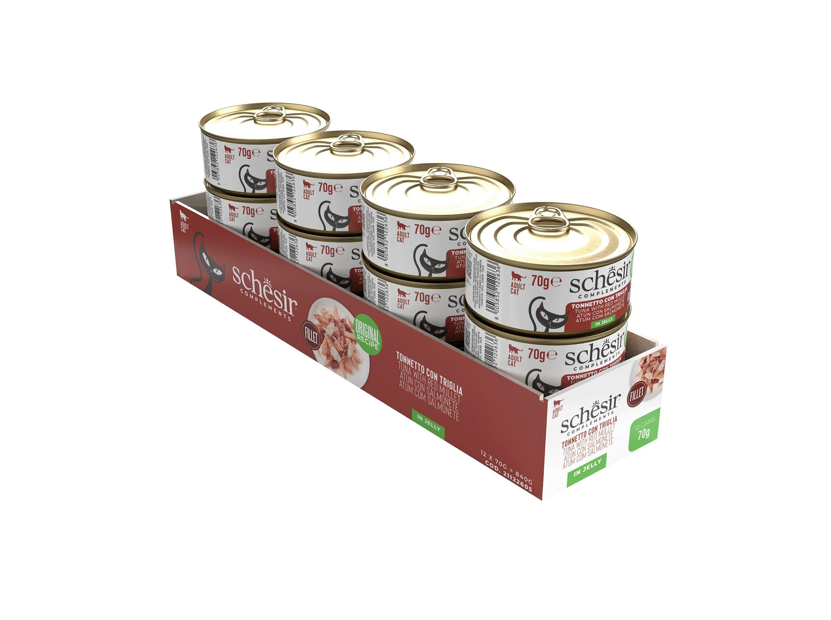 COMIDA H&Uacute;MIDA GATO SCHESIR ATUM/SALMONETE 70G image number 1