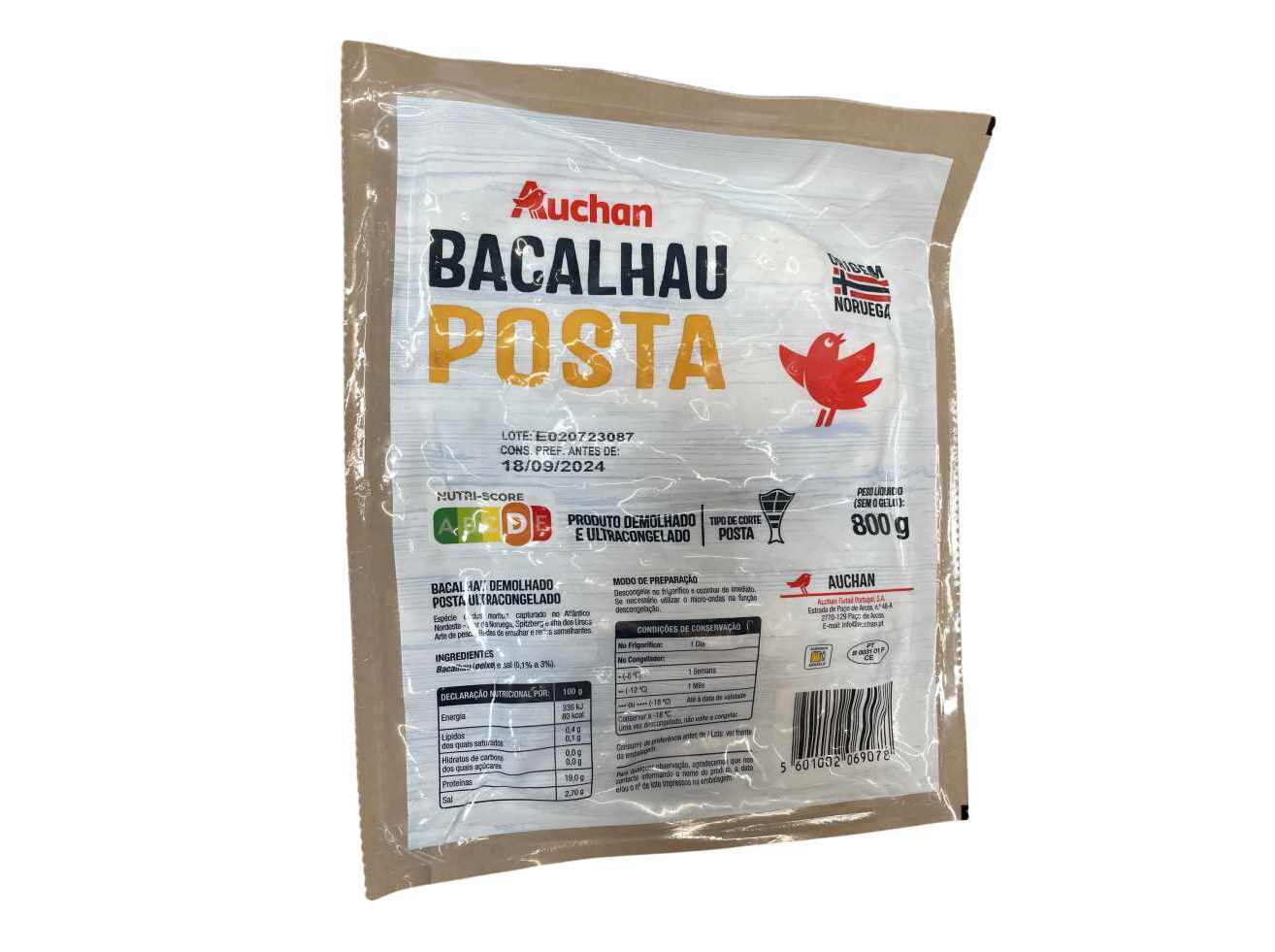 BACALHAU AUCHAN DEMOLHADO POSTA 800G