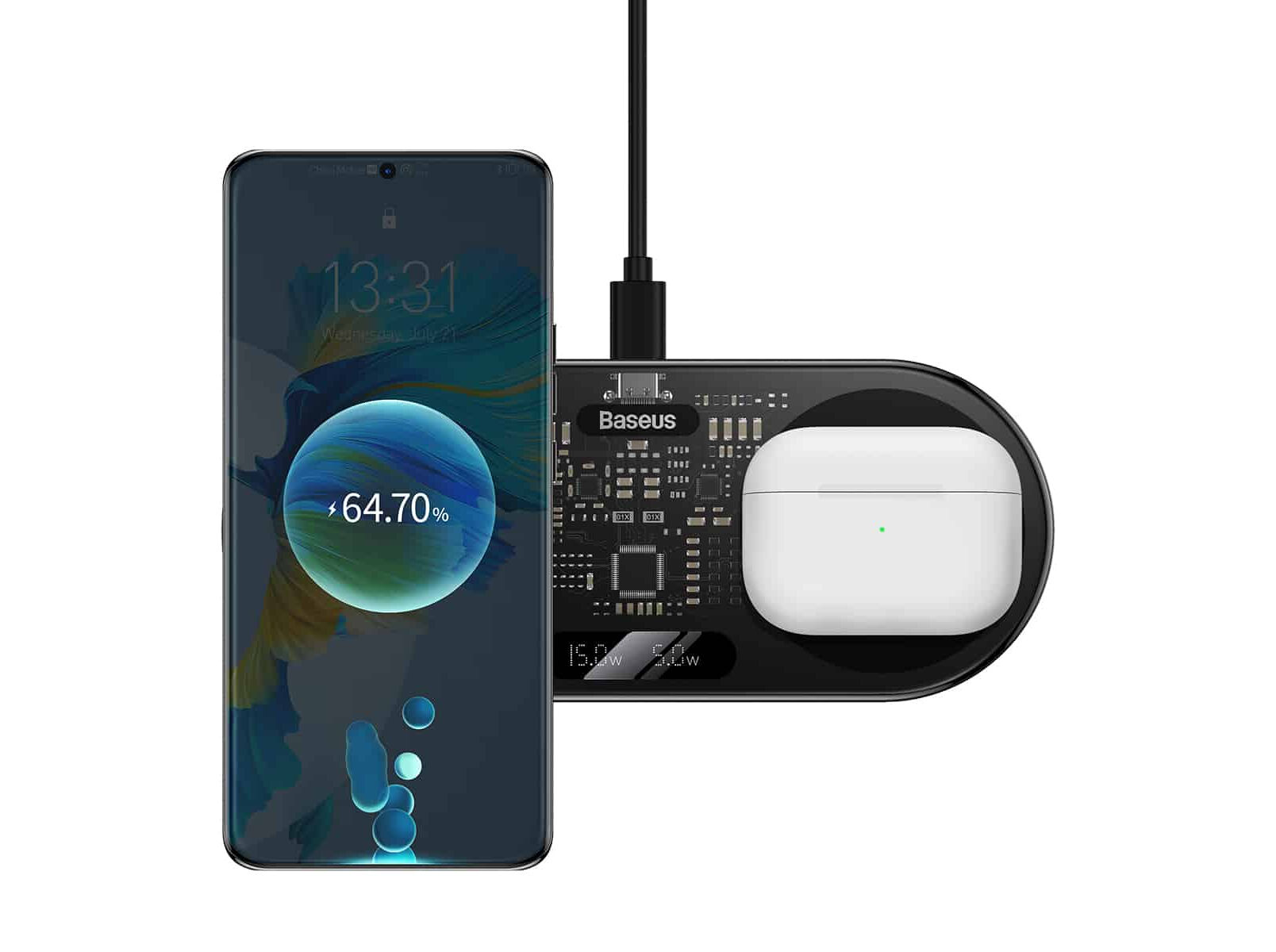 BASE DE CARREGAMENTO BASEUS WXSX010101 WIRELESS 2 EM 1 image number 1