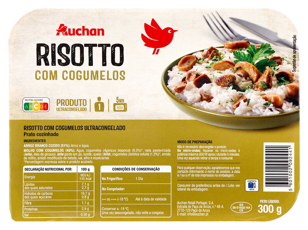 RISOTTO AUCHAN COM COGUMELOS 300G