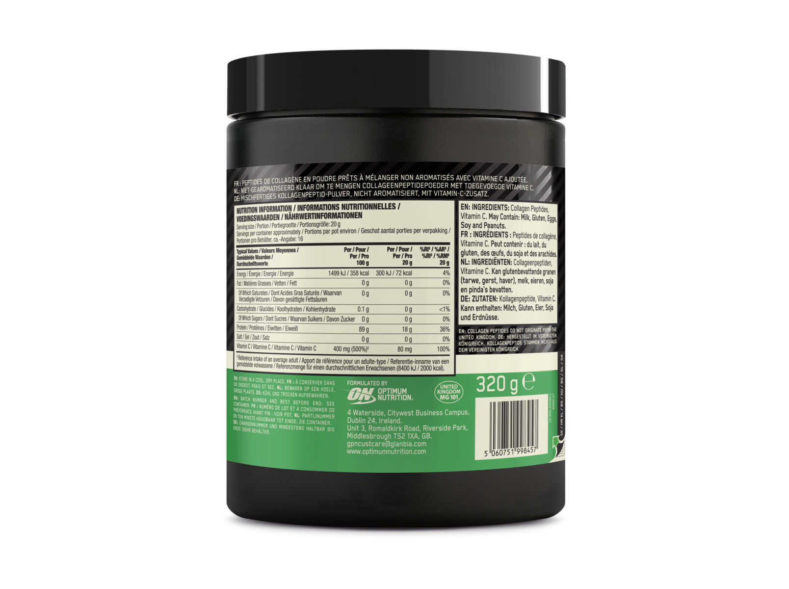 SUPLEMENTO OPTIMUM NUTRITION COLAGENIO+VIT C S/ SABOR 320G image number 1