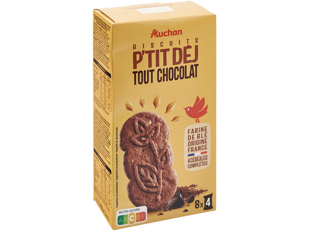 BOLACHA AUCHAN PEQUENO ALMO&Ccedil;O CEREAIS PEPITAS CHOCOLATE 400G image number 0