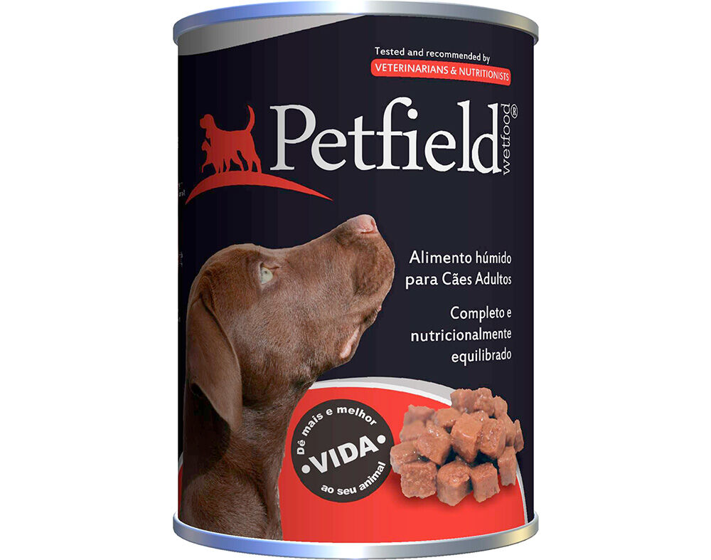 COMIDA H&Uacute;MIDA C&Atilde;O PETFIELD BORREGO 1250G*