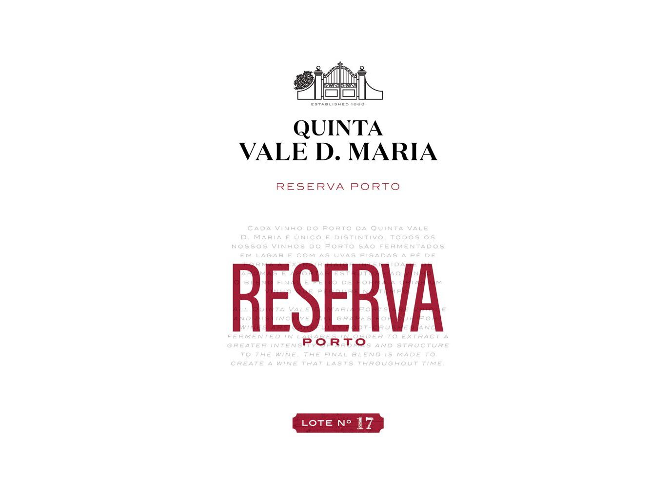 VINHO DO PORTO QUINTA VALE DONA MARIA RUBY RESERVA 0.75L image number 1