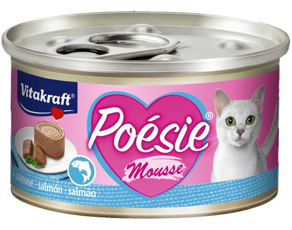 COMIDA H&Uacute;MIDA PARA GATO VITAKRAFT POESIE MOUSSE SALM&Atilde;O 85G