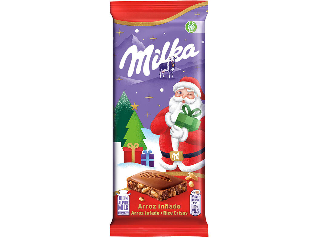 CHOCOLATE MILKA XMAS CRISPY RICE 100G
