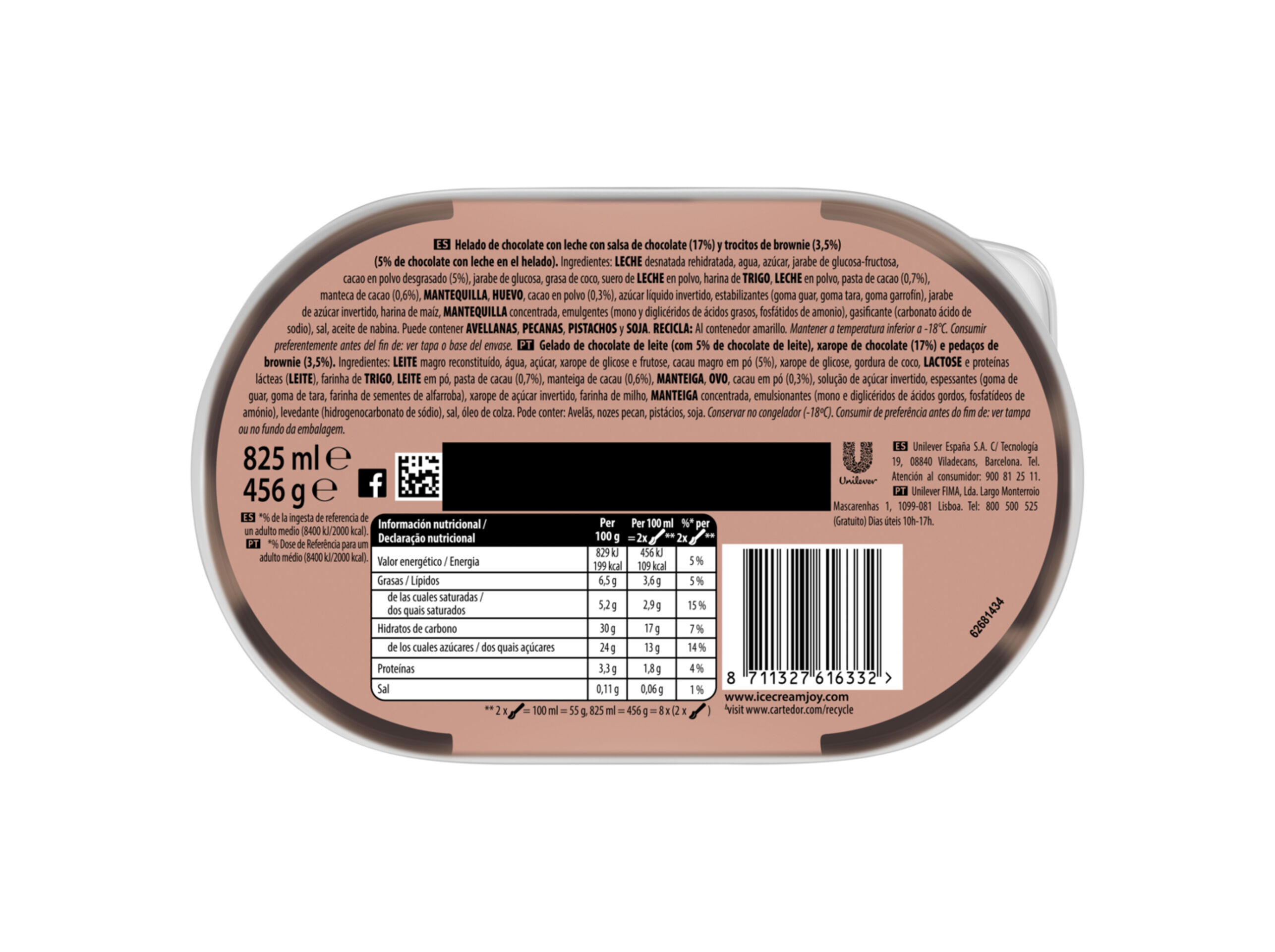 GELADO CARTE D'OR CHOCOLATE BROWNIE 825ML image number 1