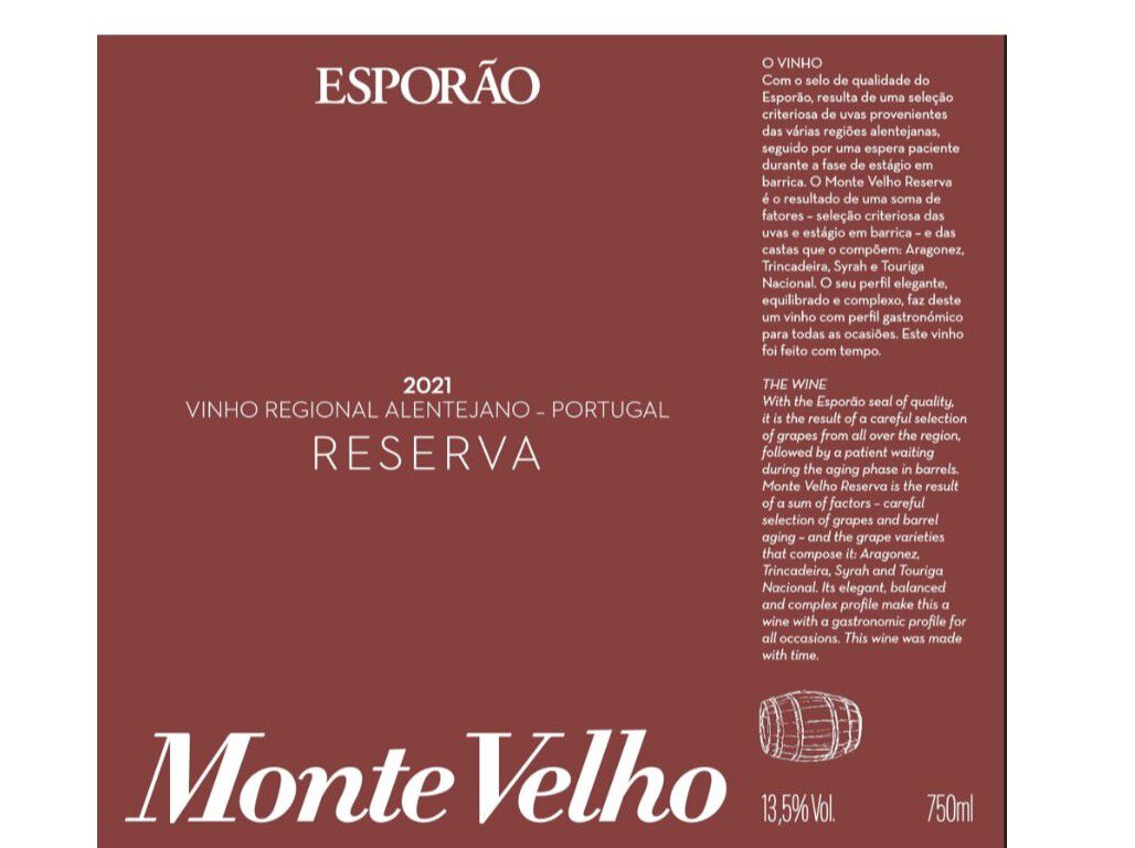 CONJUNTO VINHO MONTE VELHO RESERVA ALENTEJO 2X0.75L image number 1