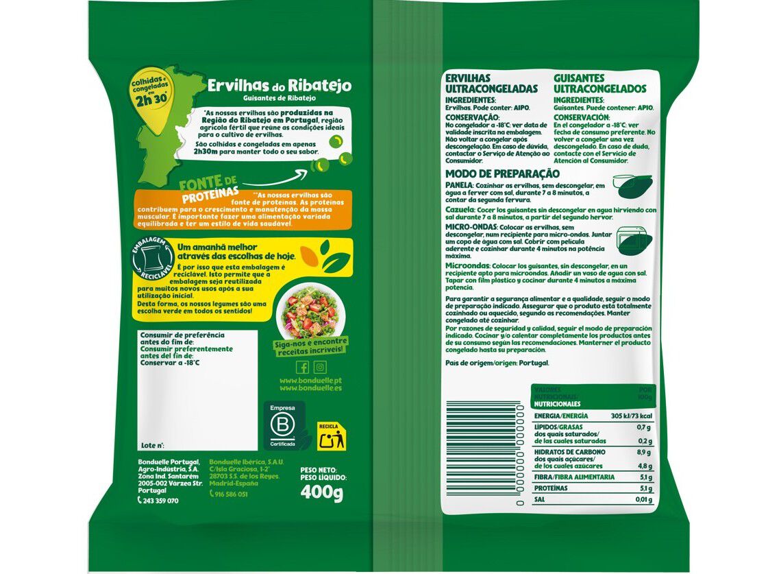 ERVILHAS BONDUELLE DO RIBATEJO 700GR image number 1