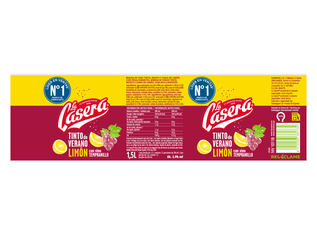 BEBIDA LA CASERA TINTO VER&Atilde;O LIM&Atilde;O 1.5L (SDR) image number 1