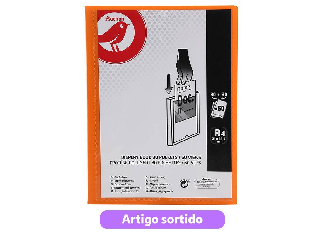 PORTF&Oacute;LIO AUCHAN A4 30+30 BOLSAS CORES SORTIDAS image number 6
