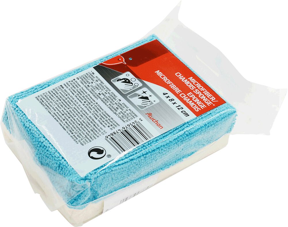ESPONJA AUCHAN MICROFIBRA E PELE 4X8X12CM