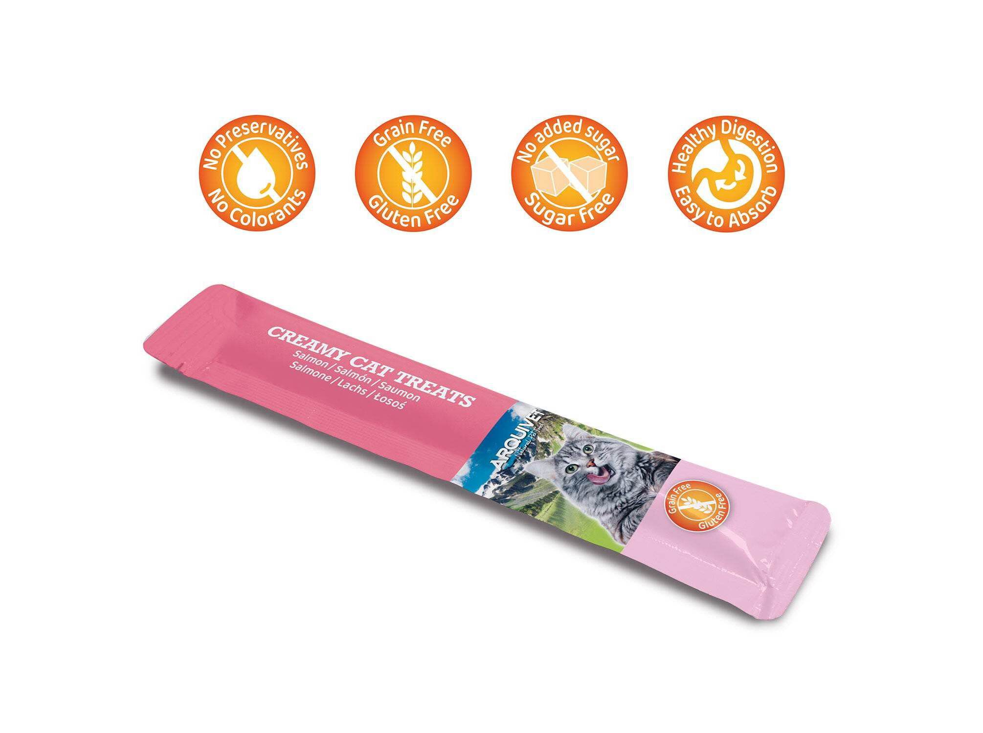 SNACK L&Iacute;QUIDO GATO ARQUIVET SALM&Atilde;O 5X14G image number 1