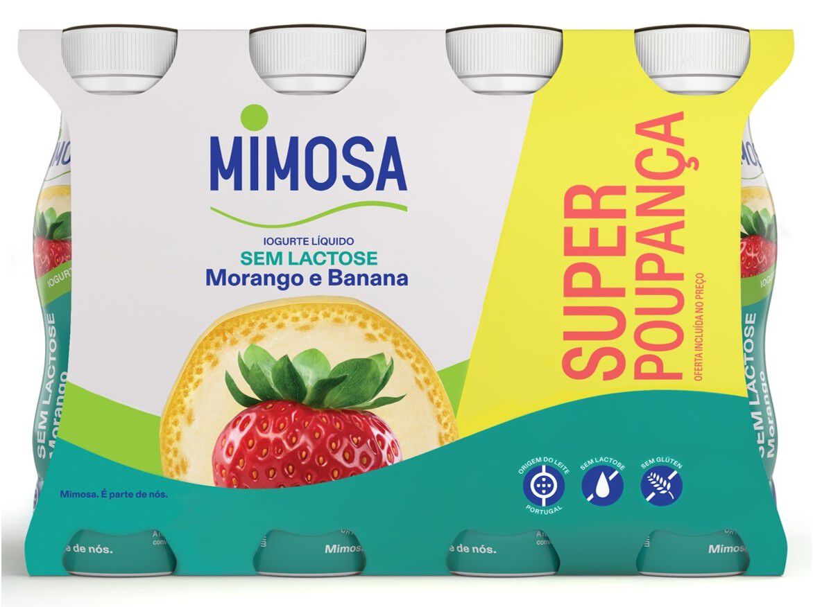 IOGURTE L&Iacute;QUIDO SEM LACTOSE MIMOSA MORANGO BANANA 8X151ML image number 1