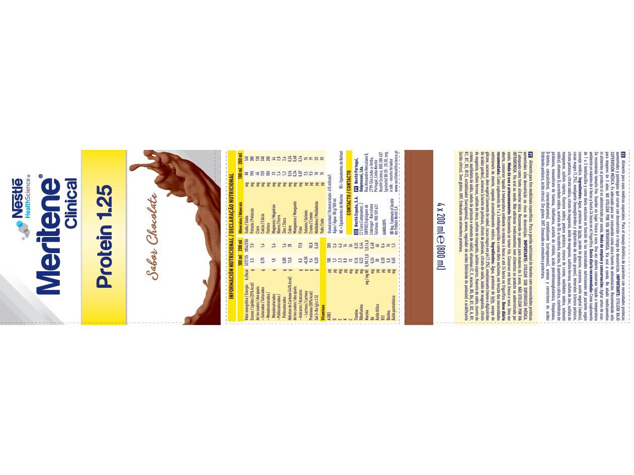 SUPLEMENTO MERITENE PROTEIN CHOCOLATE 1.25 4X200ML image number 1