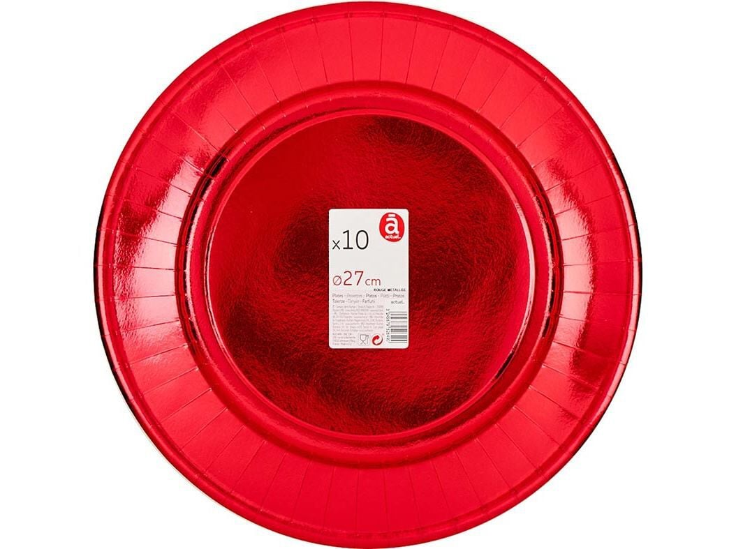 PRATO CART&Atilde;O ACTUEL VERMELHO 27CM PACK 10 UNIDADES