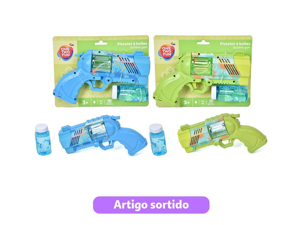 PISTOLA DE BOLAS ONE TWO FUN SAB&Atilde;O CLIC CLAC CORES SORTIDAS