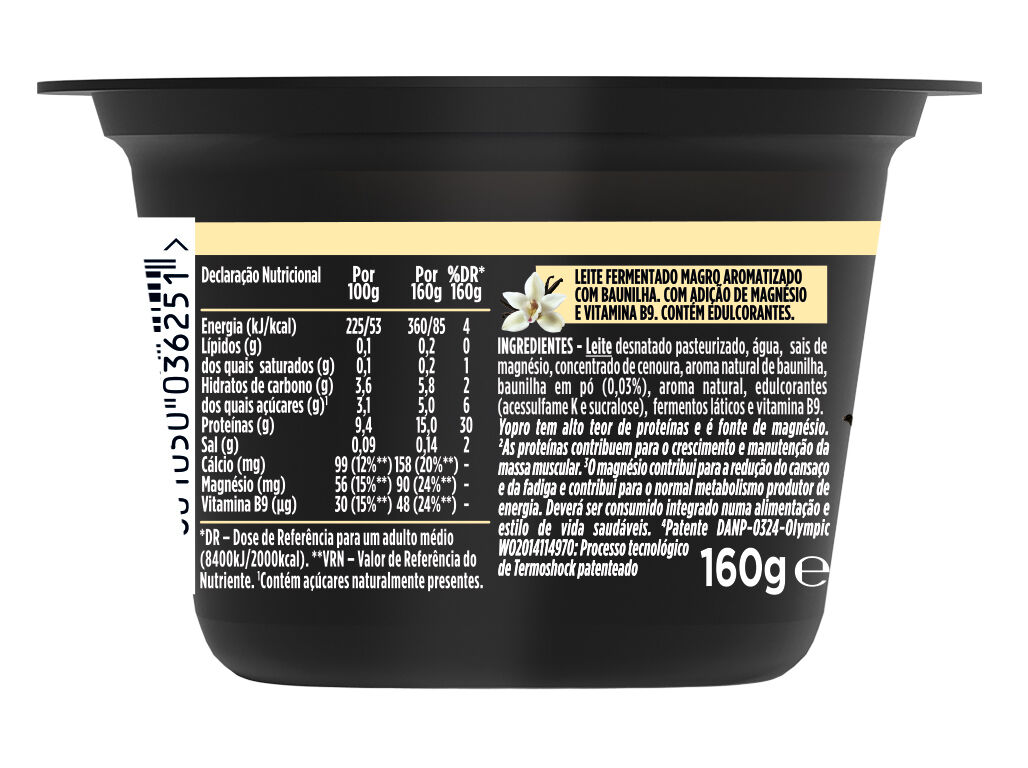 IOGURTE YOPRO BAUNILHA 160G image number 1