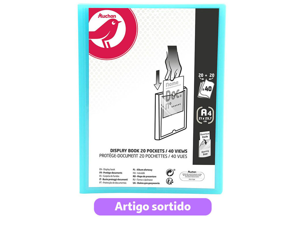PORTF&Oacute;LIO AUCHAN A4 20+20 BOLSAS CORES SORTIDAS image number 4