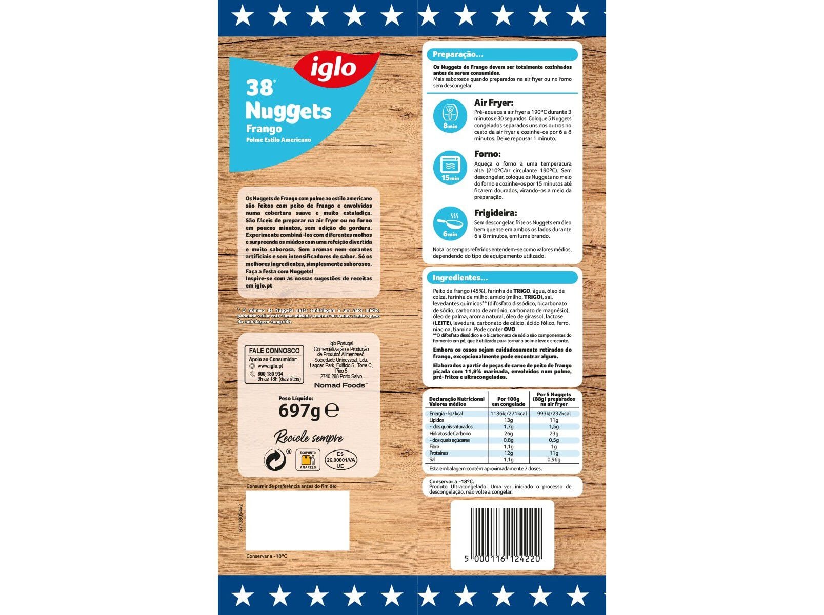 NUGGETS IGLO FRANGO POLME AMERICANO 697G image number 1