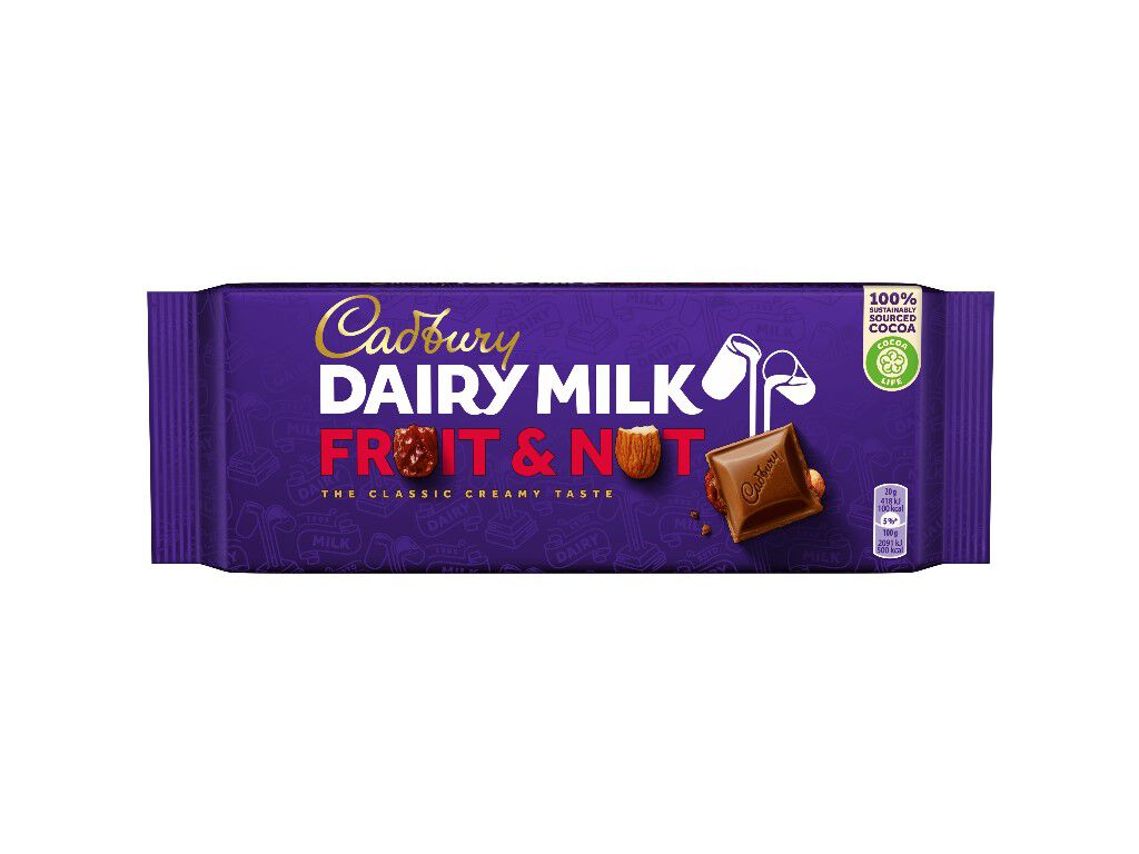 TABLETE DE CHOCOLATE CADBURY MILK FRUIT&NUT 180 G
