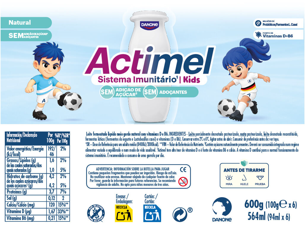 IOGURTE INFANTIL ACTIMEL NATURAL NAS 6X100G image number 1