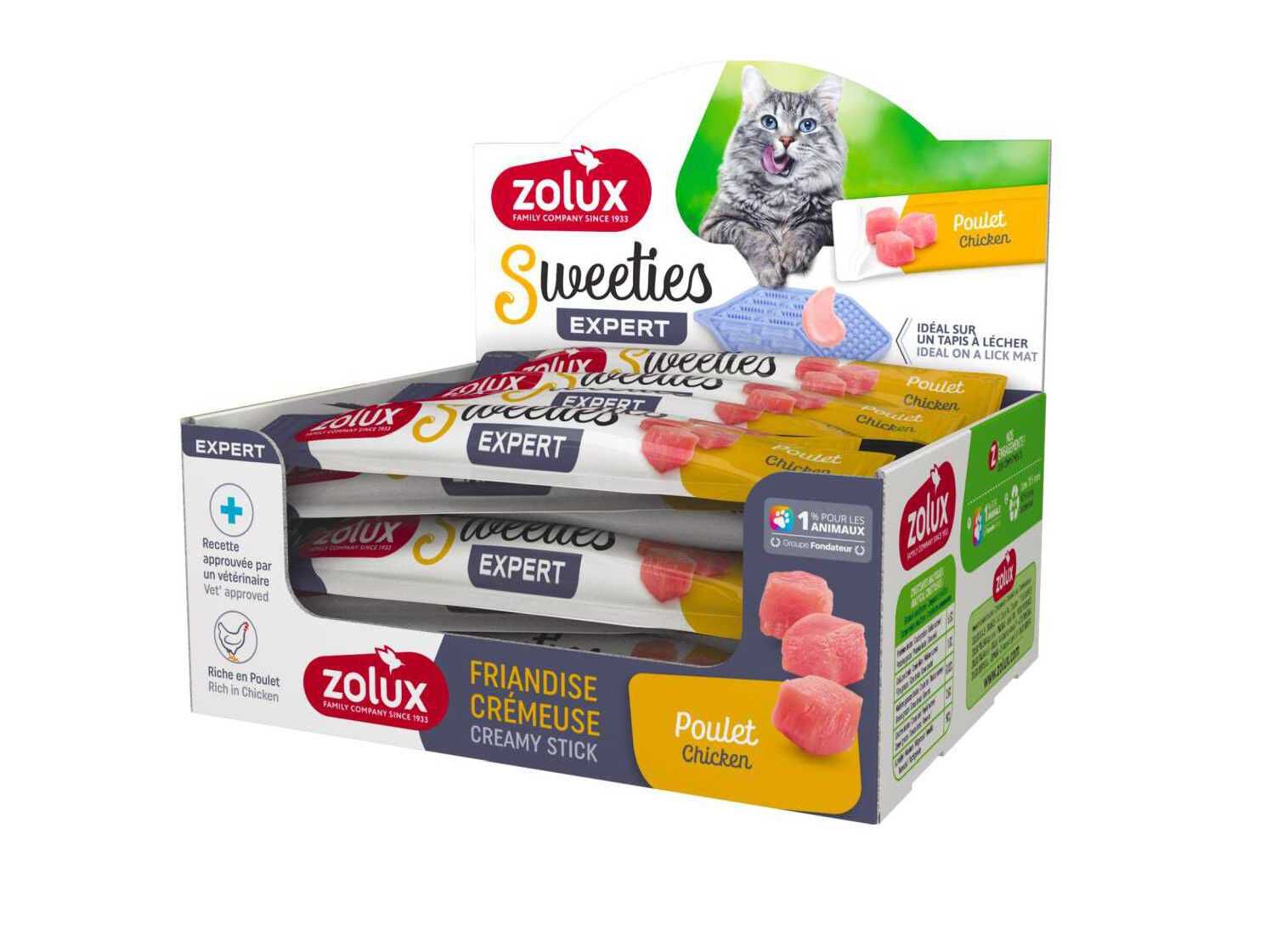 SNACK L&Iacute;QUIDO PARA GATO ZOLUX SWEETIES FRANGO 14G
