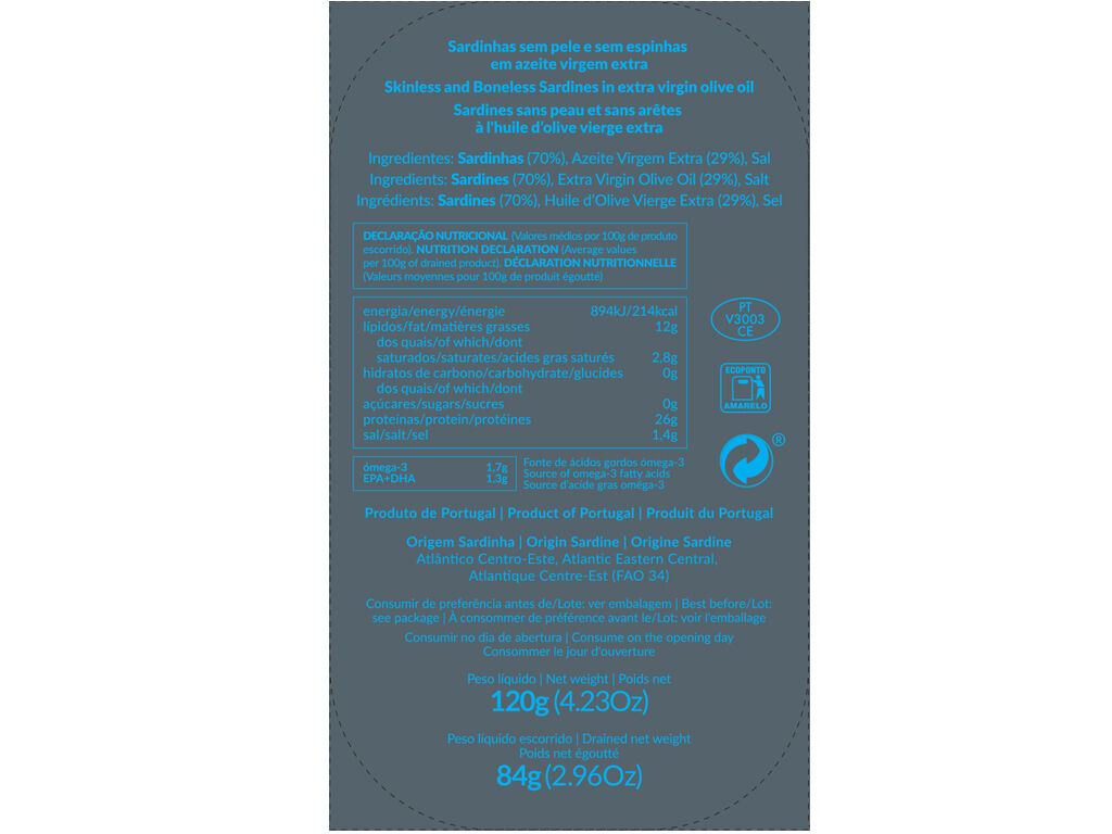 SARDINHA EM AZEITE BOM PETISCO S/ESPINHAS E S/PELE 120(84)G image number 1