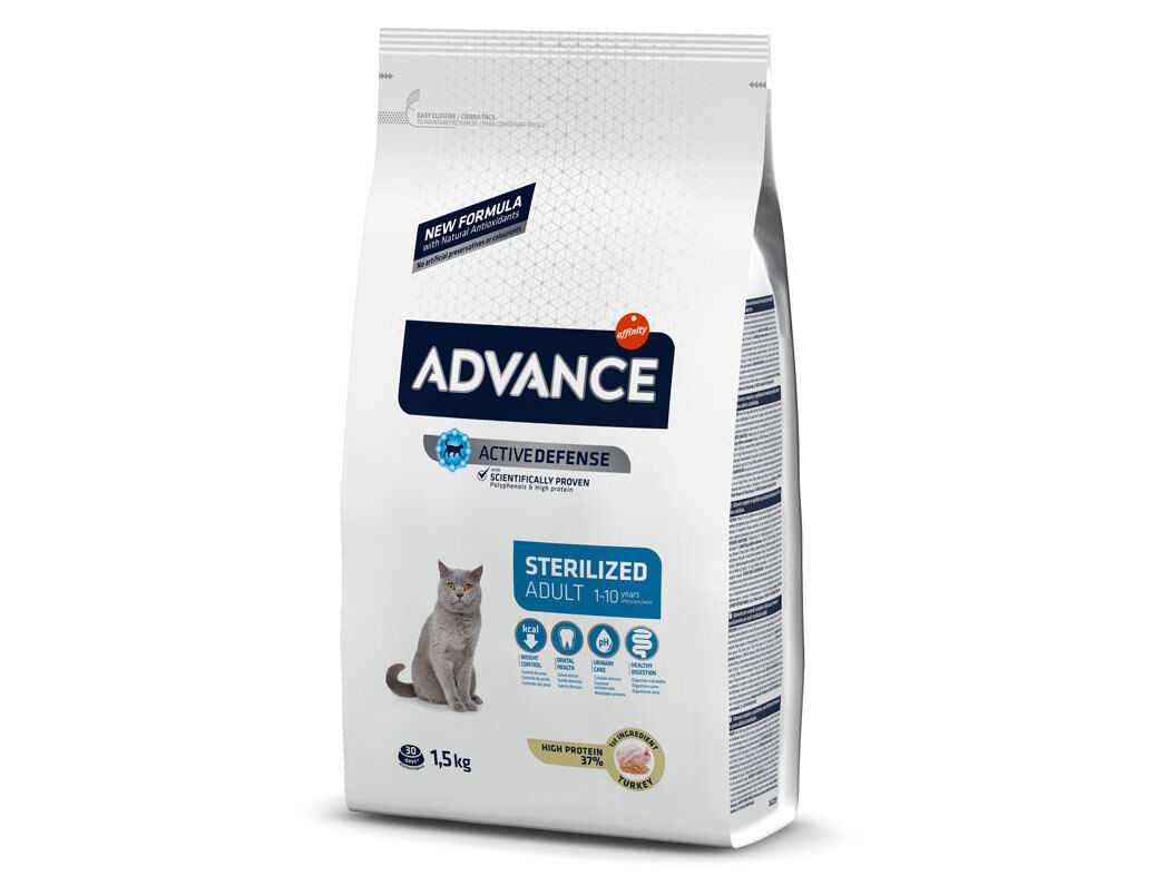 RA&Ccedil;&Atilde;O PARA GATO ADVANCE ESTERILIZADO COM PER&Uacute; 750+750G