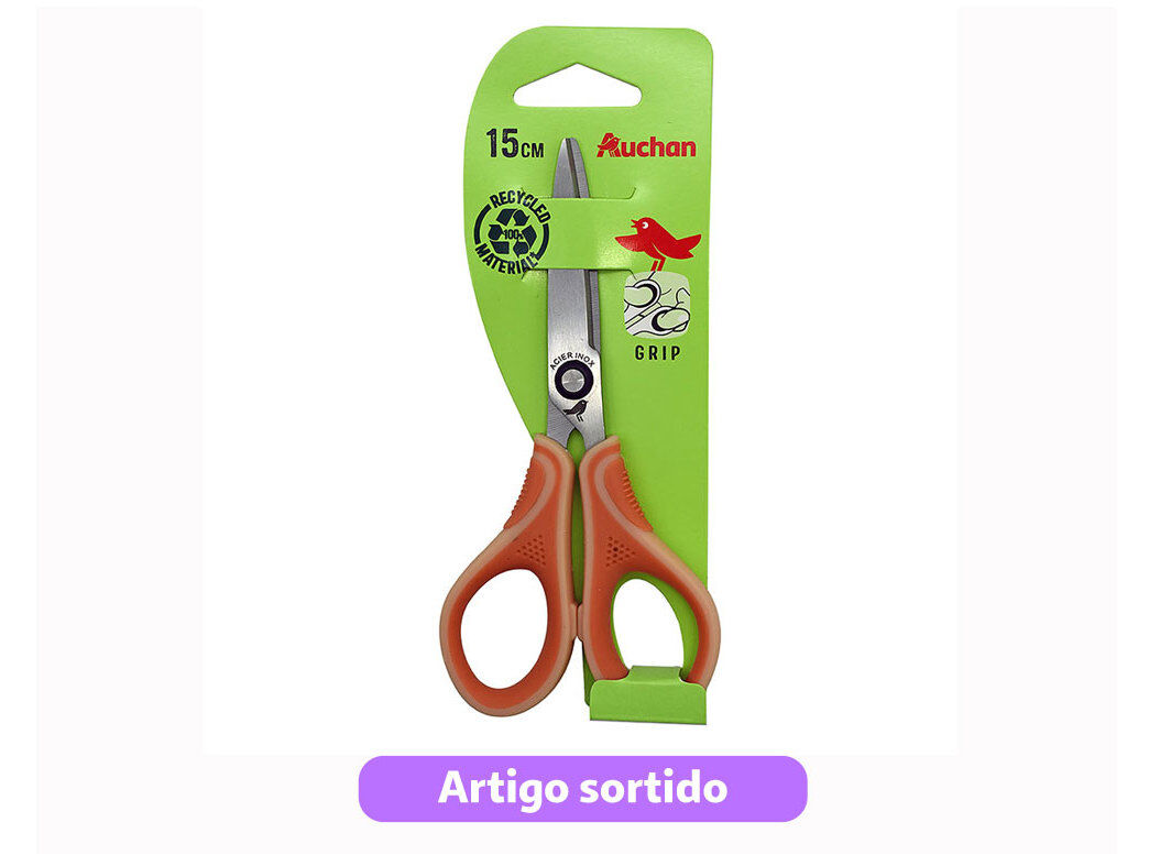 TESOURA SIM&Eacute;TRICA AUCHAN BI-MATERIAL 15CM CORES SORTIDAS